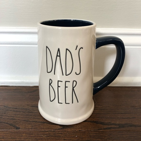 Rae Dunn Father’s Day “Dad’s Beer” Navy Blue/White Large Beer Mug - NWOT! - Picture 1 of 9